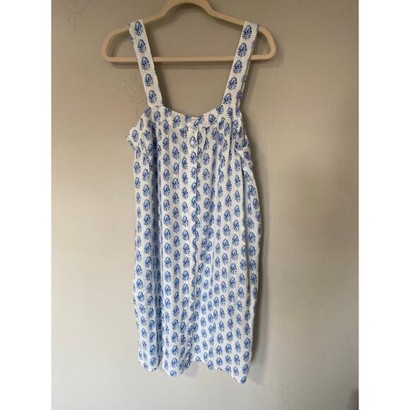 LAKE Hamptons Cotton Gauze Nightgown Corolina in Blue Batik Blue White XL - Picture 2 of 9